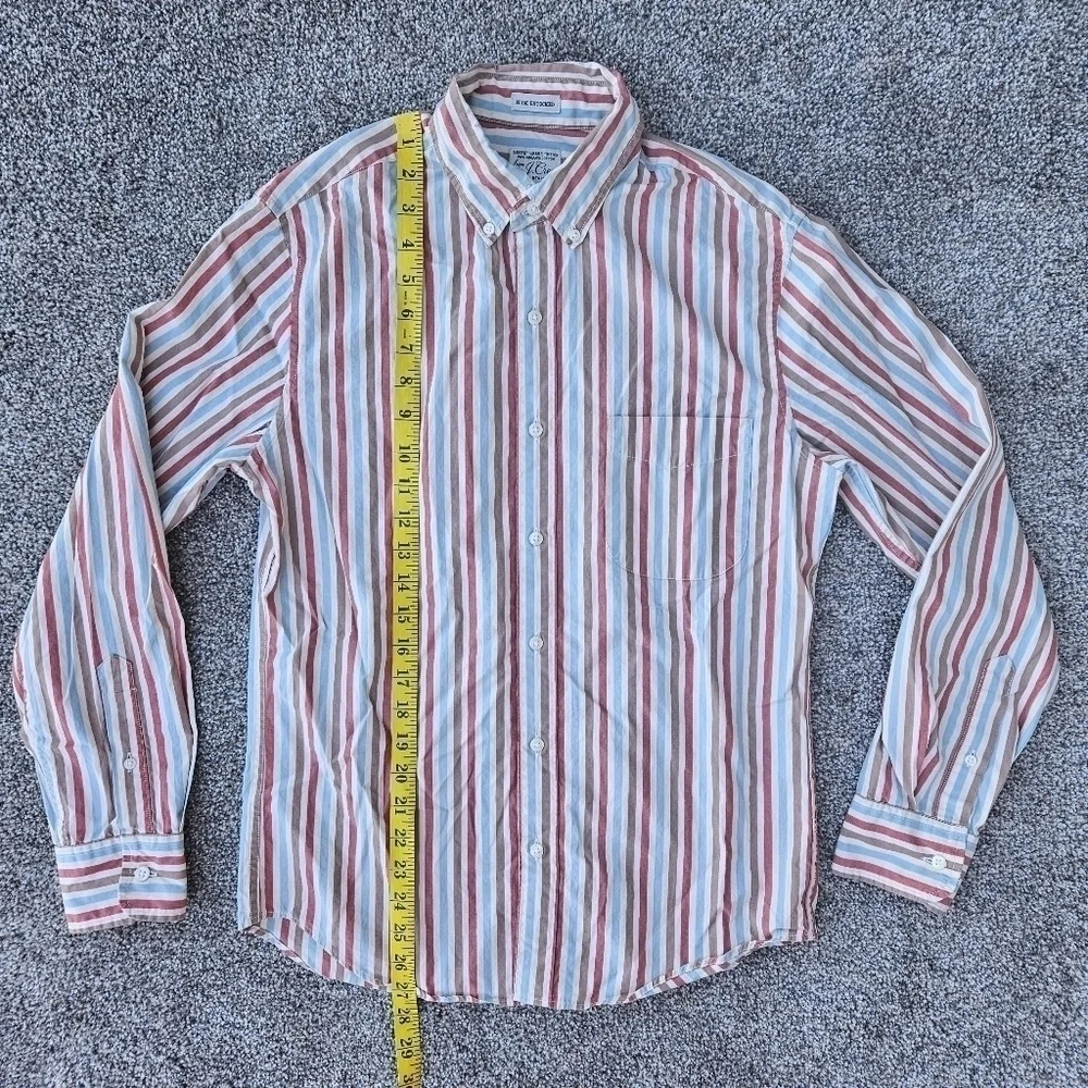 J.Crew Untucked Slim Organic Cotton Stretch Secret Wash Poplin Striped Shirt S